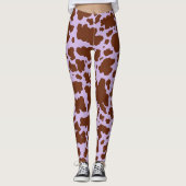 Leggings Moderne Lilac Purple et Brown Fourrure de vache Im (Devant)