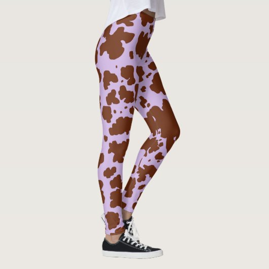 Leggings Moderne Lilac Purple et Brown Fourrure de vache Im (Droite)