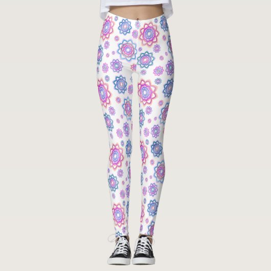 Leggings Moderne Lotus Flower Pink Pastel Green (Devant)