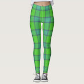 Leggings Moderne motif carreaux tartan vert et bleu élégant (Devant)