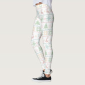 Leggings Moderne Nordic Knit Ugly Sweater Pastel Rose Green (Gauche)