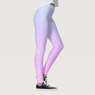 Leggings Moderne Pastel Blue & Pink Ombre Monogramme