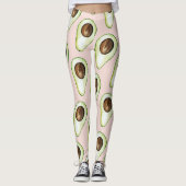 Leggings Moderne Pastel Rose Et Vert Motif Avocado (Devant)