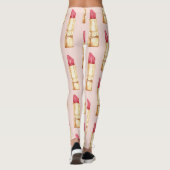 Leggings Moderne Pastel rose & rouge Motif à lèvres (Dos)