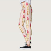 Leggings Moderne Pastel rose & rouge Motif à lèvres (Gauche)