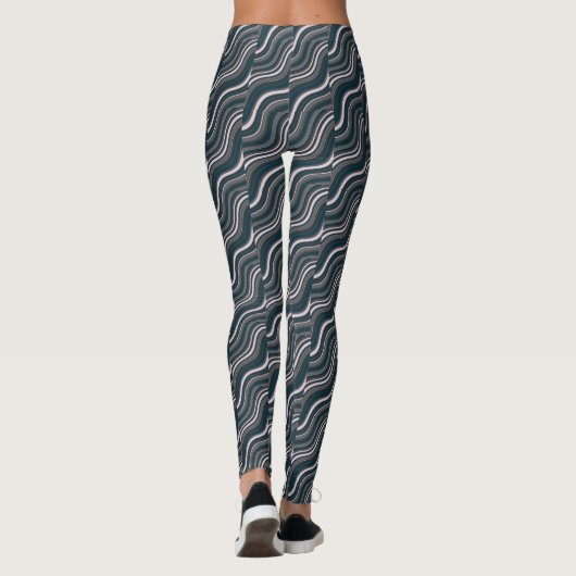 Leggings Moderne pour femmes rustique bleu & gris (Dos)