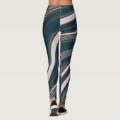 Leggings Moderne pour femmes rustique bleu & gris (Dos)