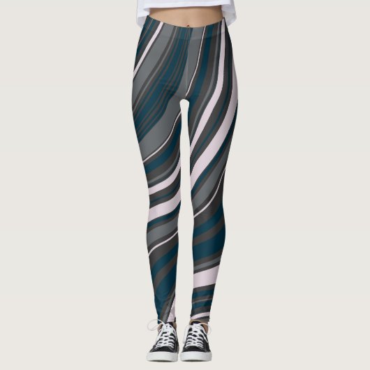 Leggings Moderne pour femmes rustique bleu & gris (Devant)