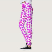 Leggings Moderne Purple Rose Doodled Hearts Valentine Nom (Gauche)