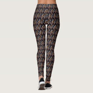 Leggings Moderne Rétro Motif Brun