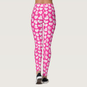 Leggings Moderne rose et blanc Doodled Heart Valentine Nom (Dos)
