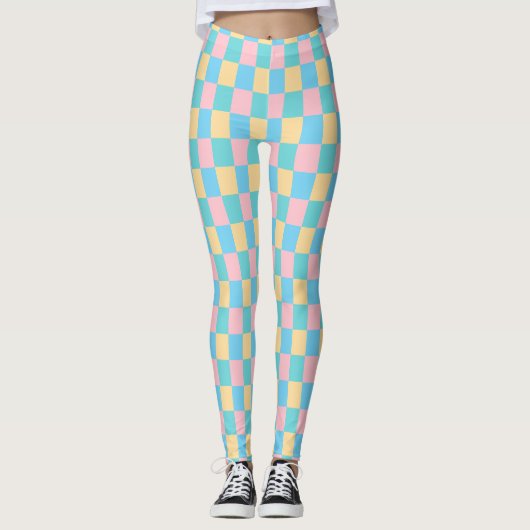 Leggings Moderne rose jaune bleu vert Modèle élégant (Devant)