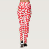 Leggings Moderne Rouge et Blanc Doodled Heart Valentine Nom (Dos)