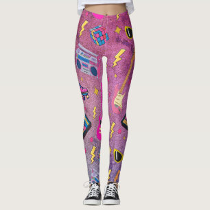 Leggings Moderne Tendance Style Années 80 Joli Rose Violet 
