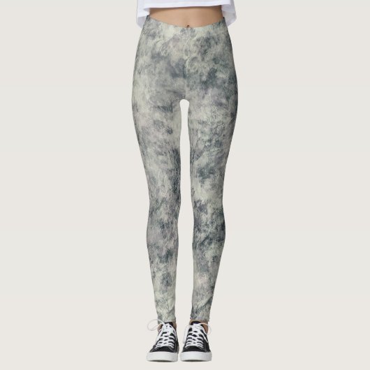 Leggings Moderne Texturé Abstrait Gris Lavande Sauge Vert (Devant)