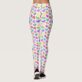 Leggings Moderne Vibrant Rainbow Doodle Hearts Monogramme (Dos)
