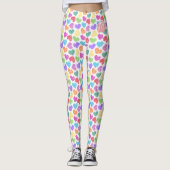 Leggings Moderne Vibrant Rainbow Doodle Hearts Monogramme (Devant)