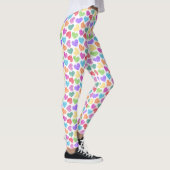 Leggings Moderne Vibrant Rainbow Doodle Hearts Monogramme (Droite)