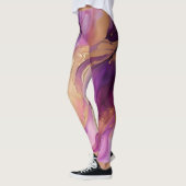 Leggings modernes abstraits rose violet et or (Gauche)