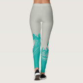 Leggings modernes Aqua et Grey Waves (Dos)
