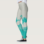 Leggings modernes Aqua et Grey Waves (Gauche)