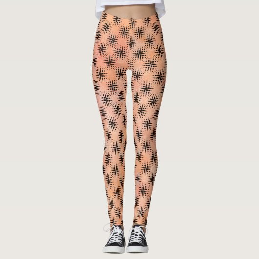 Leggings modernes orange et noir (Devant)