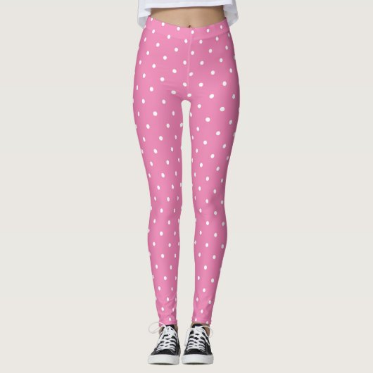 Leggings Modish rose Modèle moderne cercles blancs élégant (Devant)