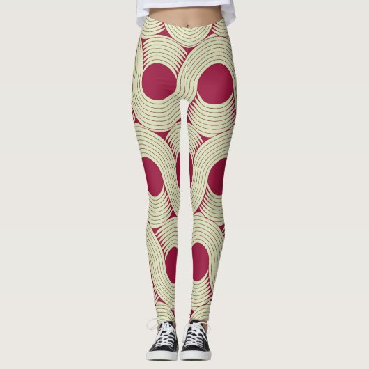 Leggings Moebius Stripe : Carrelage rouge-vert infini (Devant)