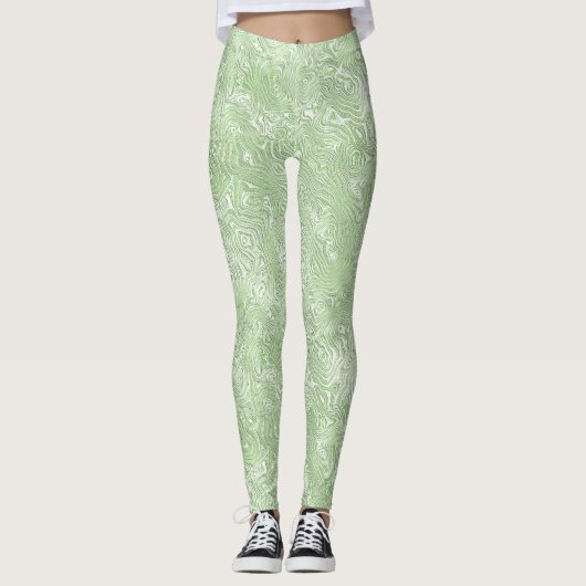 Leggings Moire de soie petit Motif en vert citron (Devant)