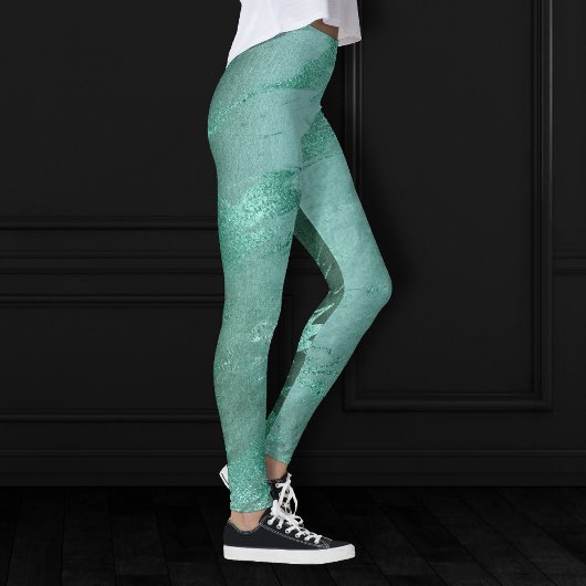 Leggings Molten Jade | Marbre de luxe Emerald Green