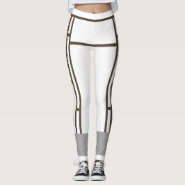 Leggings Mondriaan Geïnspireerd Wit Bruin 1