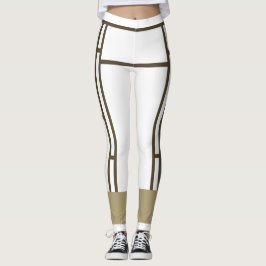 Leggings Mondriaan Geïnspireerd Wit Bruin 3