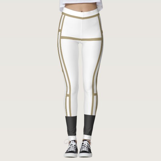 Leggings Mondrian Geïnspired White Beige 2 (Voorkant)
