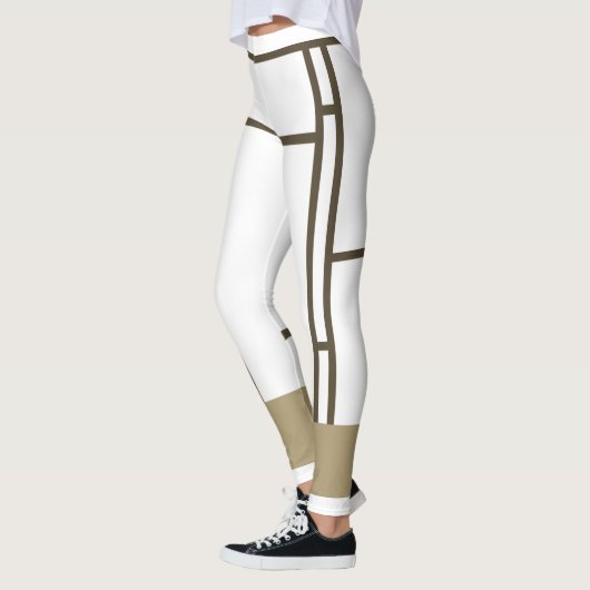 Leggings Mondrian Inspiré Blanc Brown 3 (Gauche)