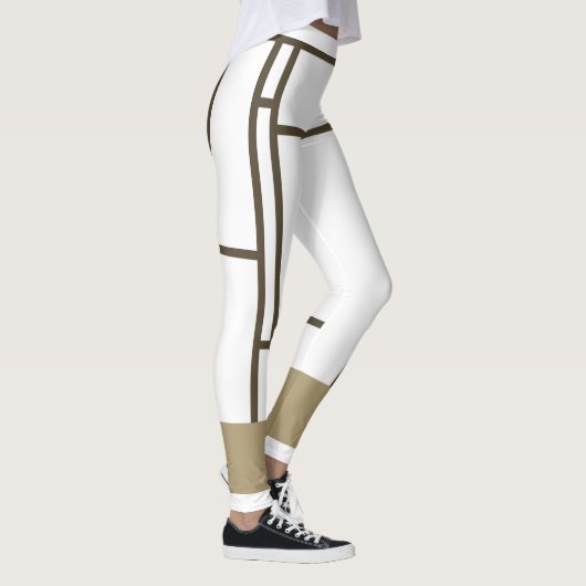 Leggings Mondrian Inspiré Blanc Brown 3 (Droite)