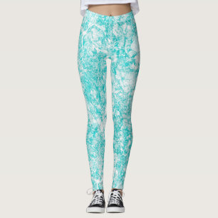 Leggings Monnaie bleu et Marbre blanc texture