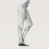 Leggings Monnaie moderne Rose noir or marbre floral (Droite)