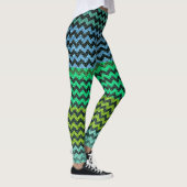 Leggings Monnaie Turquoise Chevron Cuir Moderne (Droite)