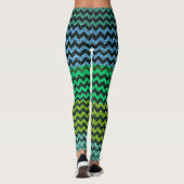 Leggings Monnaie Turquoise Chevron Cuir Moderne (Dos)
