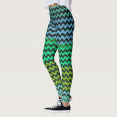 Leggings Monnaie Turquoise Chevron Cuir Moderne (Gauche)