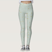 Leggings Monnaie Verte Avec Épercées Blanches Et Or (Devant)