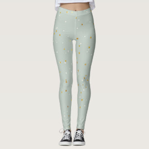 Leggings Monnaie Verte Avec Épercées Blanches Et Or