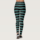 Leggings Monogramme blanc et nom, Lt Turquoise lignes sur n (Dos)