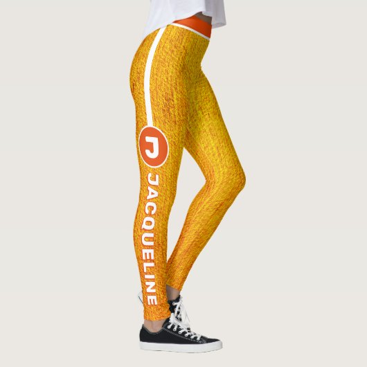 Leggings Monogramme COMBO Orange Jaune Grunge avec nom (Droite)