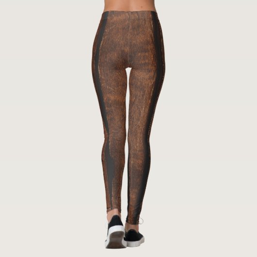 Leggings Monogramme de bois ancien brun foncé rustique (Dos)