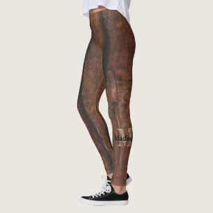 Leggings Monogramme de bois ancien brun foncé rustique