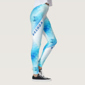 Leggings Monogramme de conception géométrique bleu clair (Droite)