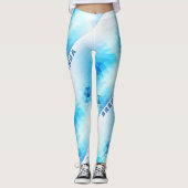 Leggings Monogramme de conception géométrique bleu clair (Devant)
