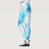Leggings Monogramme de conception géométrique bleu clair (Gauche)