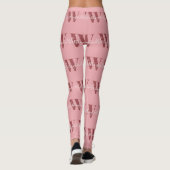 Leggings Monogramme de fille et nom rose roux (Dos)